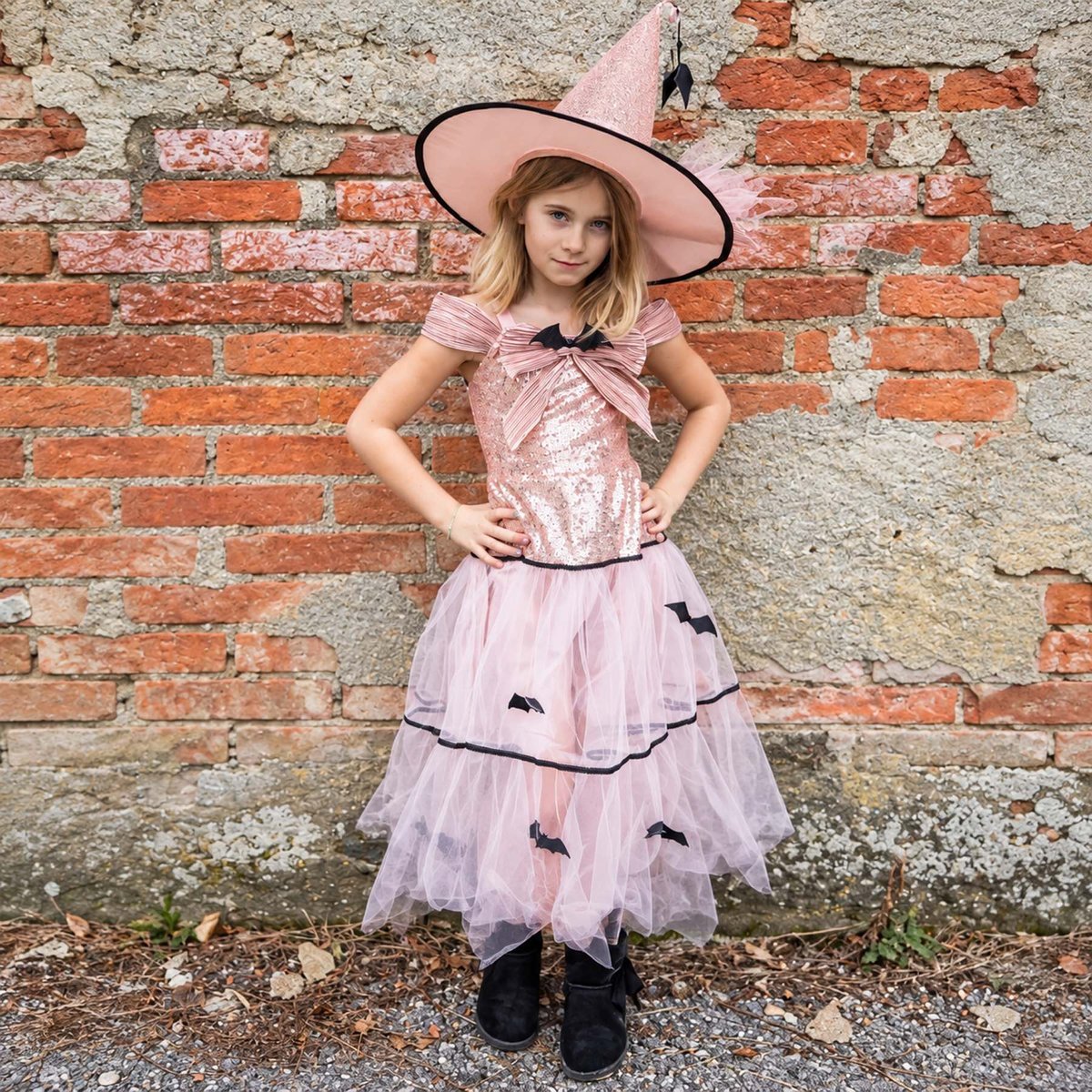 Déguisement enfant – Robe Sorcière Glamour rose, GREAT PRETENDERS