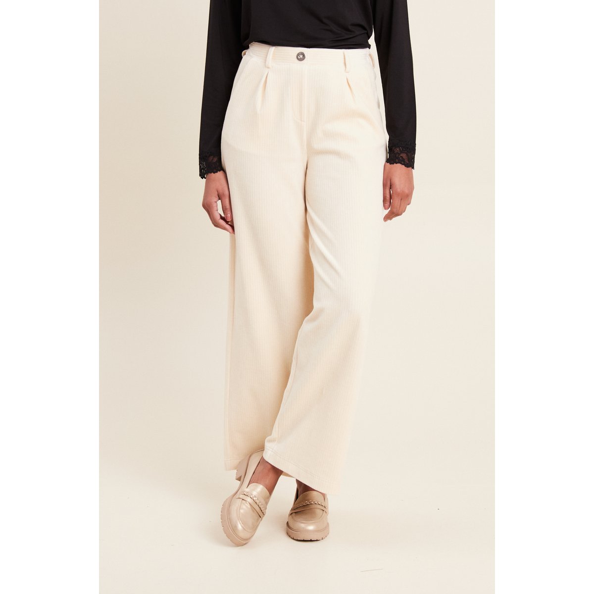 Pantalon large velours ivoire, BREAL