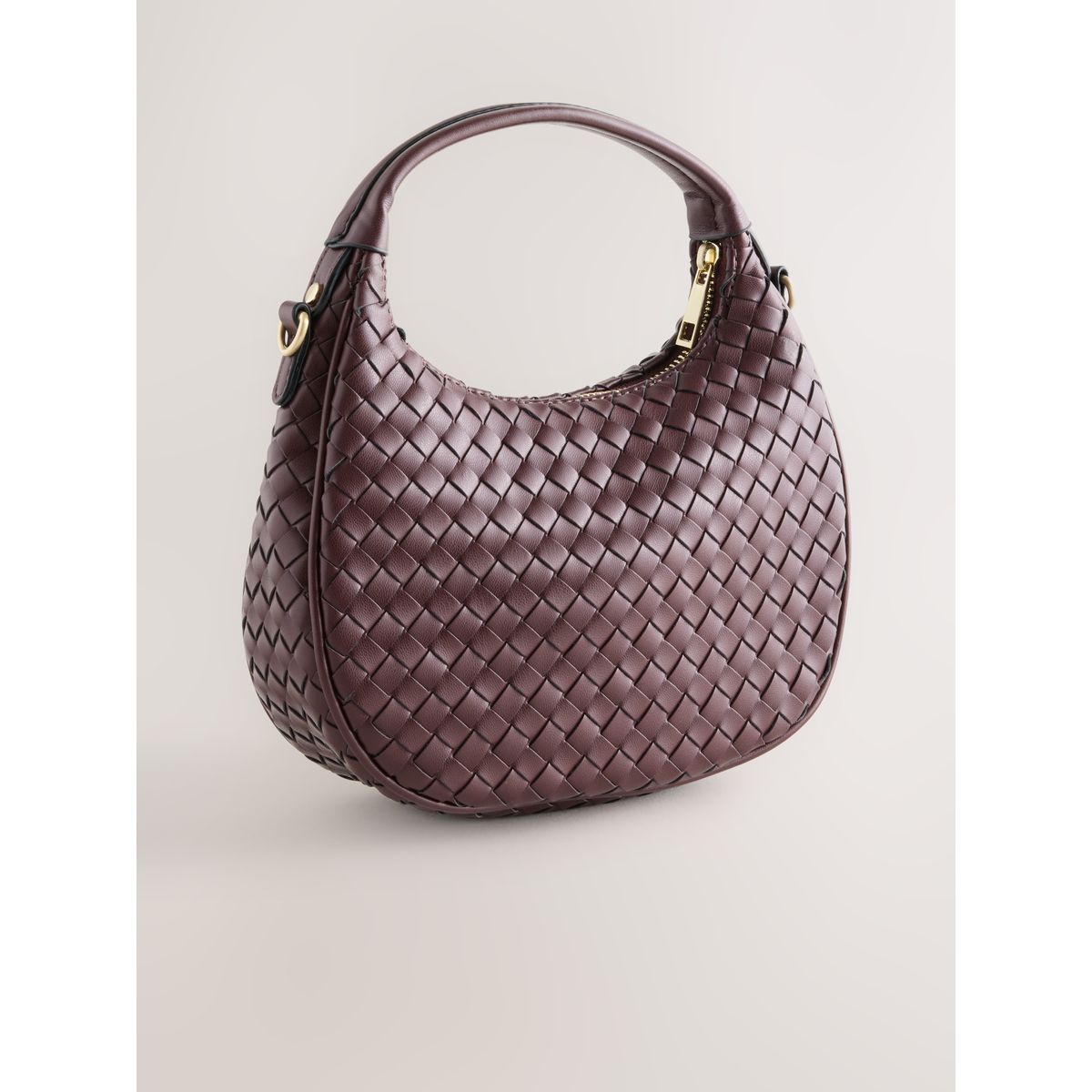 Sac à main en cuir tissé prune, NEXT
