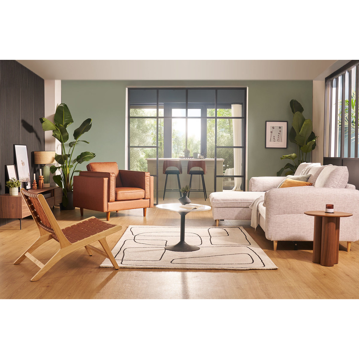 Fauteuil vintage cuir marron BRADLEY marron, MILIBOO