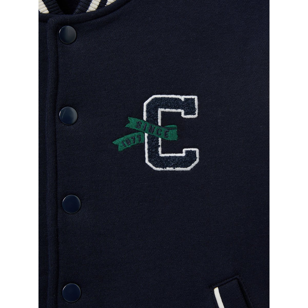 Blouson teddy brodé marine, CYRILLUS