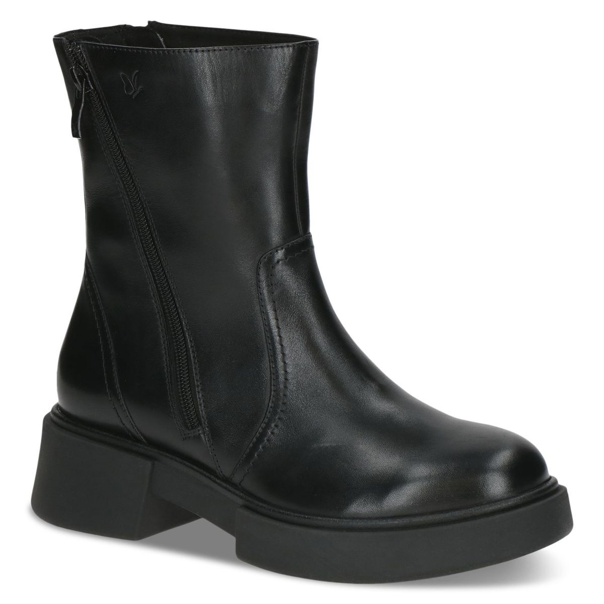 Bottine en cuir noir nappa, CAPRICE