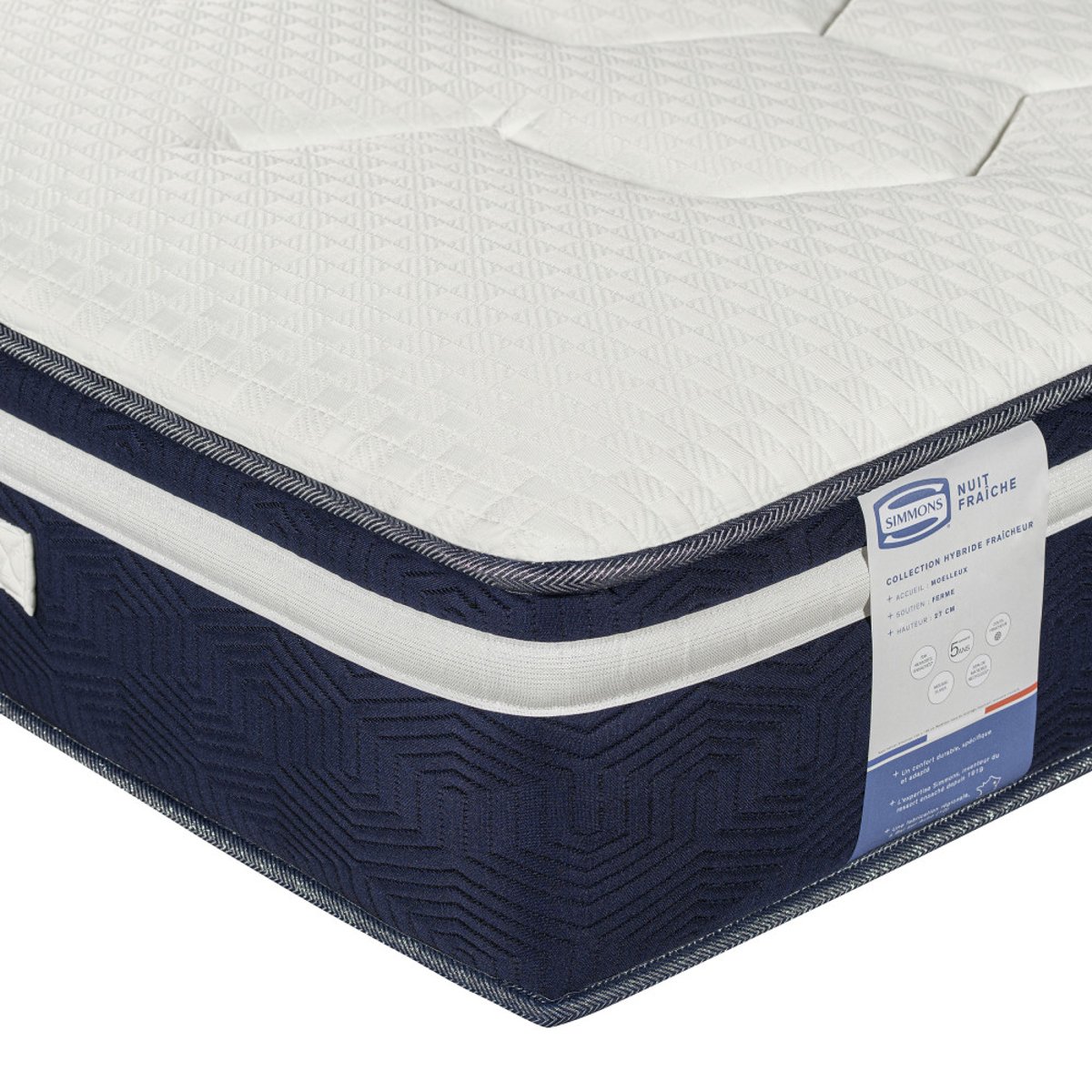Matelas Hybride fraîcheur 100% ressorts, accueil moelleux- NUIT FRAÎCHE couleur unique, SIMMONS