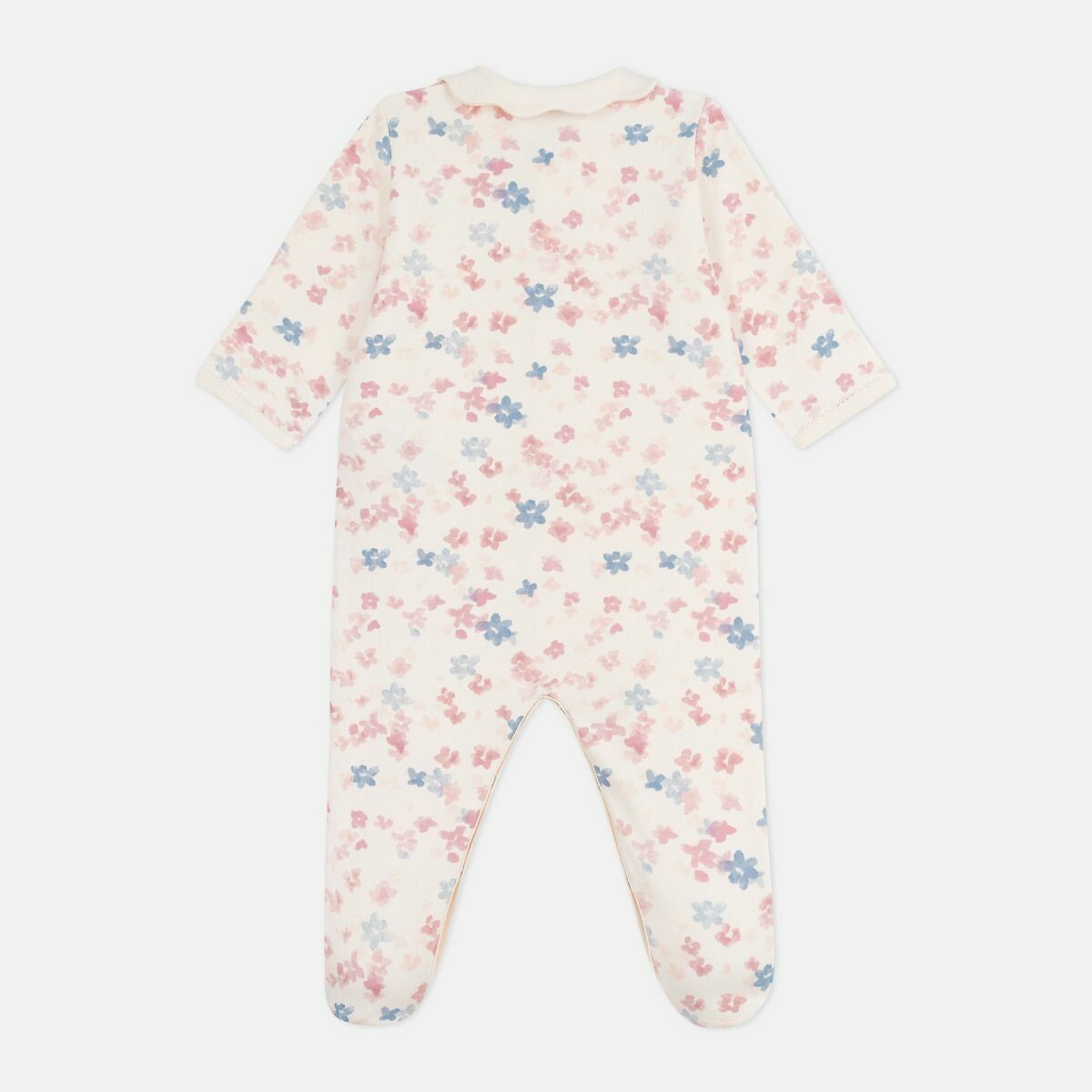 Pyjama bébé en molleton gratté avec col pétale imp imprimé fleuri, PETIT BATEAU
