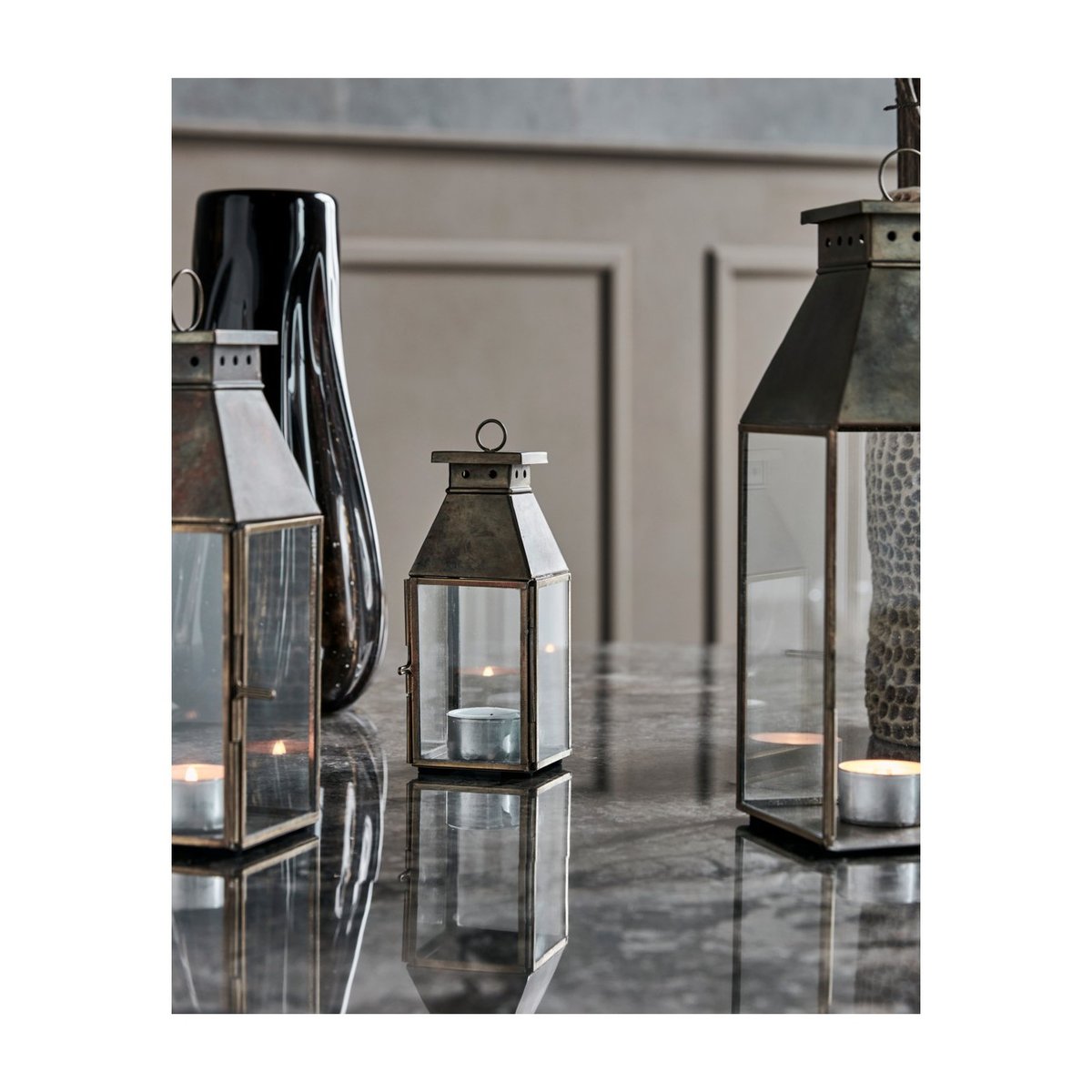 Lanterne Tilka lot de 3 laiton, HOUSE DOCTOR