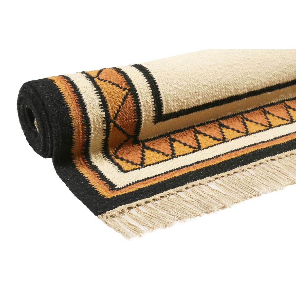 Tapis tissé main motif ethnique , AFOUD blanc, WECON HOME