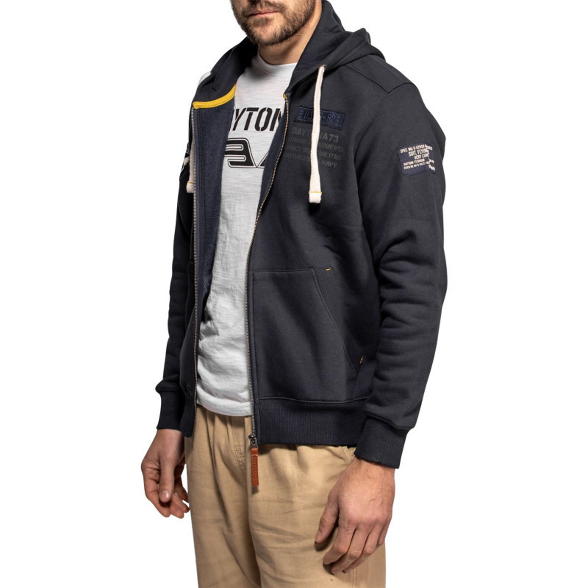 Sweat zippé Tillman en coton mélangé marine à coupe droite pourvu d'une capuche bleu foncé, DAYTONA