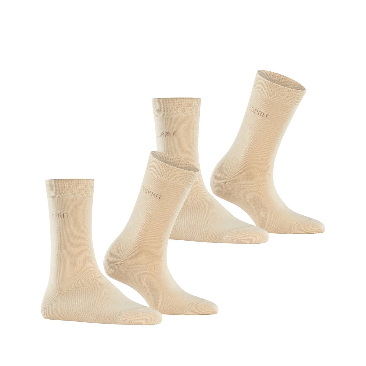 Chaussettes Uni 2-Pack Opaque creme, ESPRIT