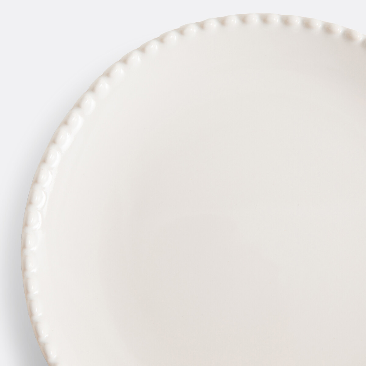 Lot 4 assiettes à dessert grès liseré perlé, Akoya ecru, LA REDOUTE INTERIEURS