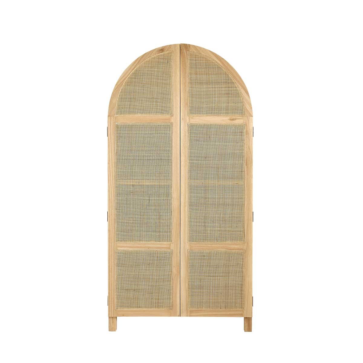 Armoire 2 portes en bois massif et cannage  MAËL naturel, BERAH GETAH