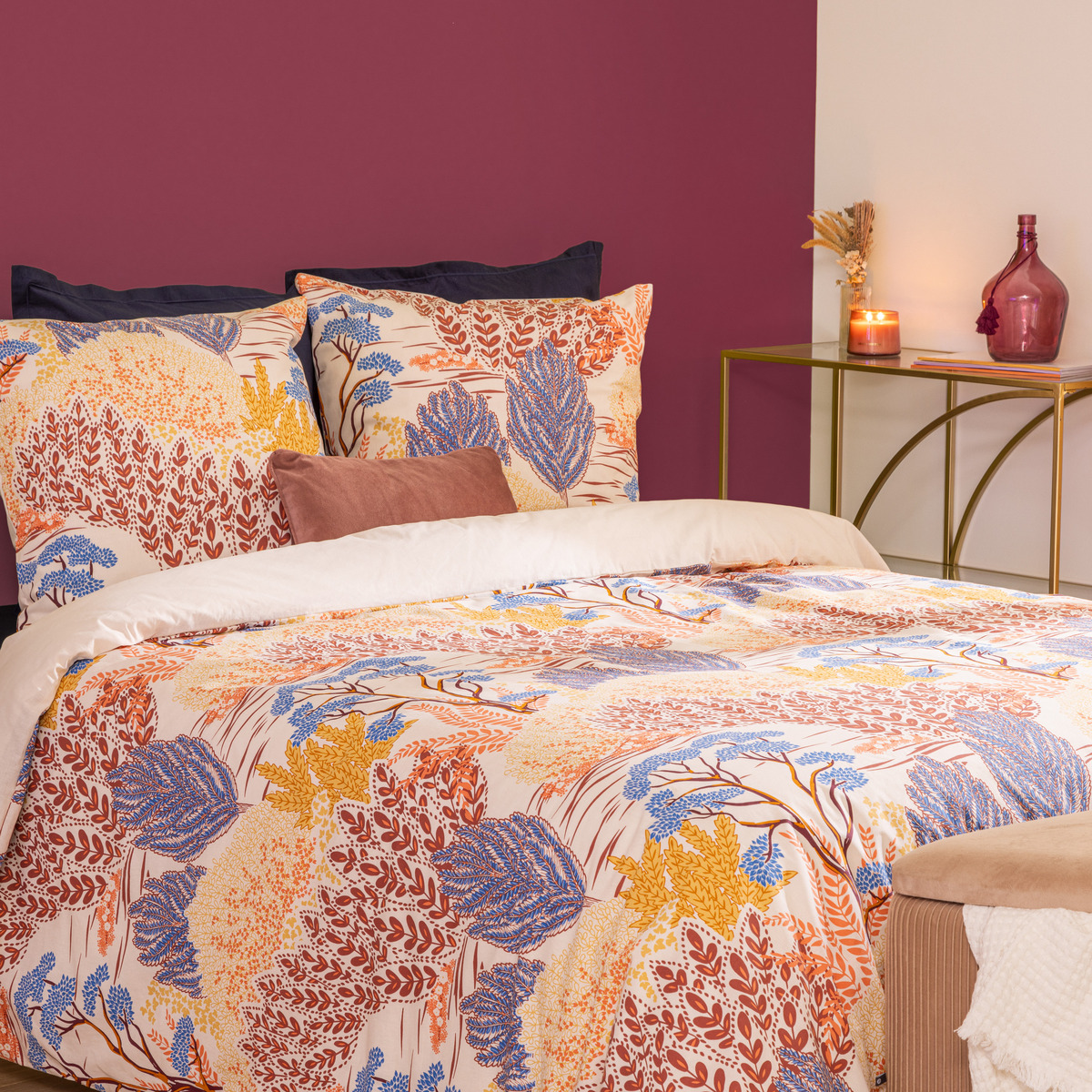 Parure de lit imprimée WALAA beige, ATMOSPHERA
