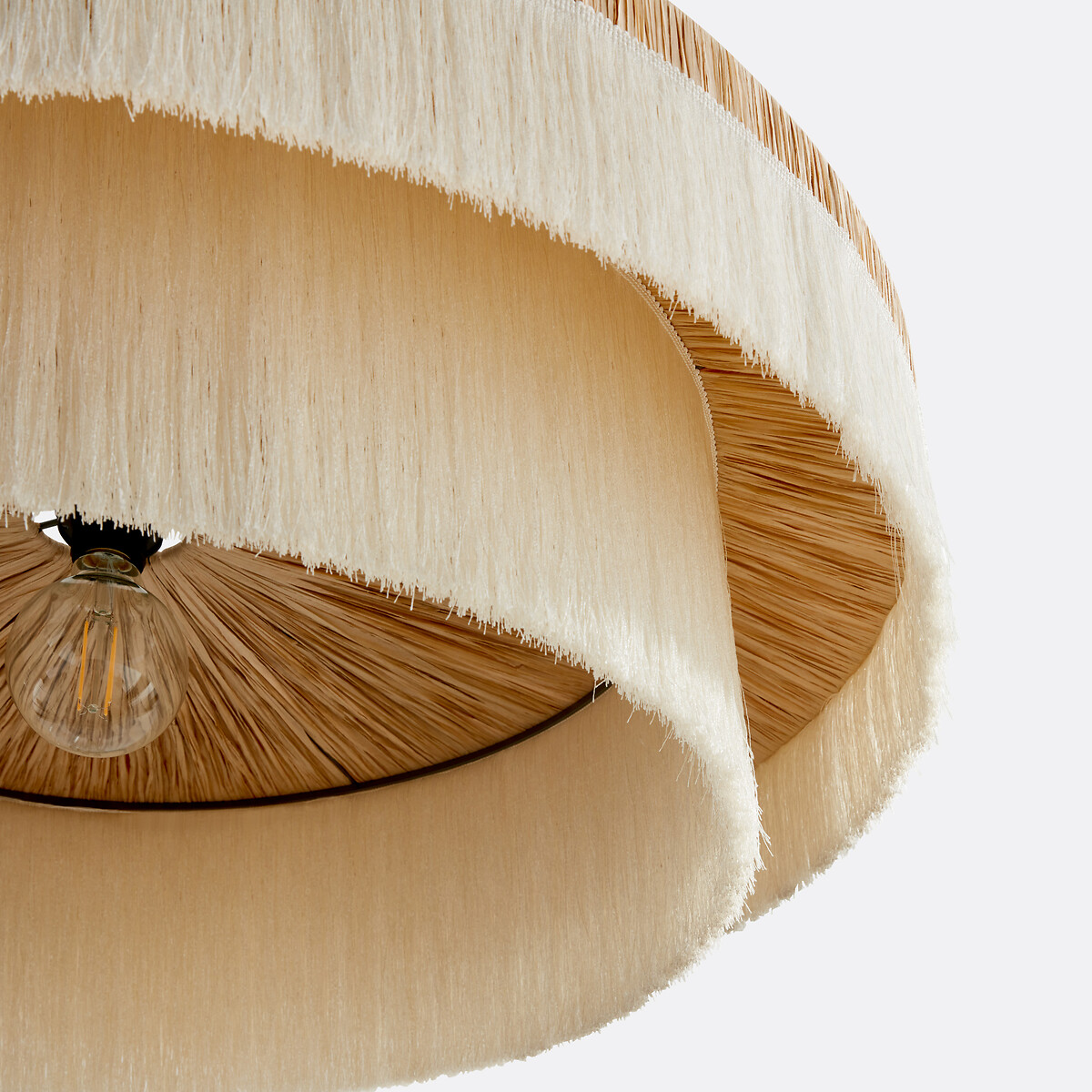 Lámpara de techo con flecos de rafia Ø86 cm, Kavi natural/crema, LA REDOUTE INTERIEURS