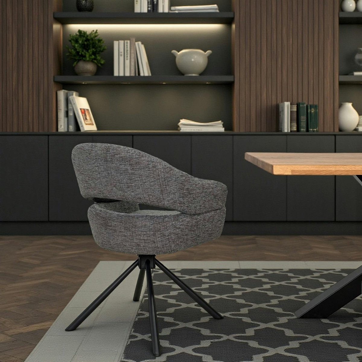Fauteuil de table pivotant à dos ouvert (lot de 2) IENA gris, PIER IMPORT