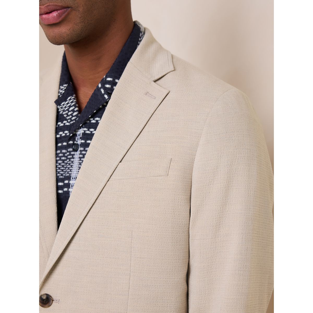 Veste de costume en seersucker texturé grège, NEXT