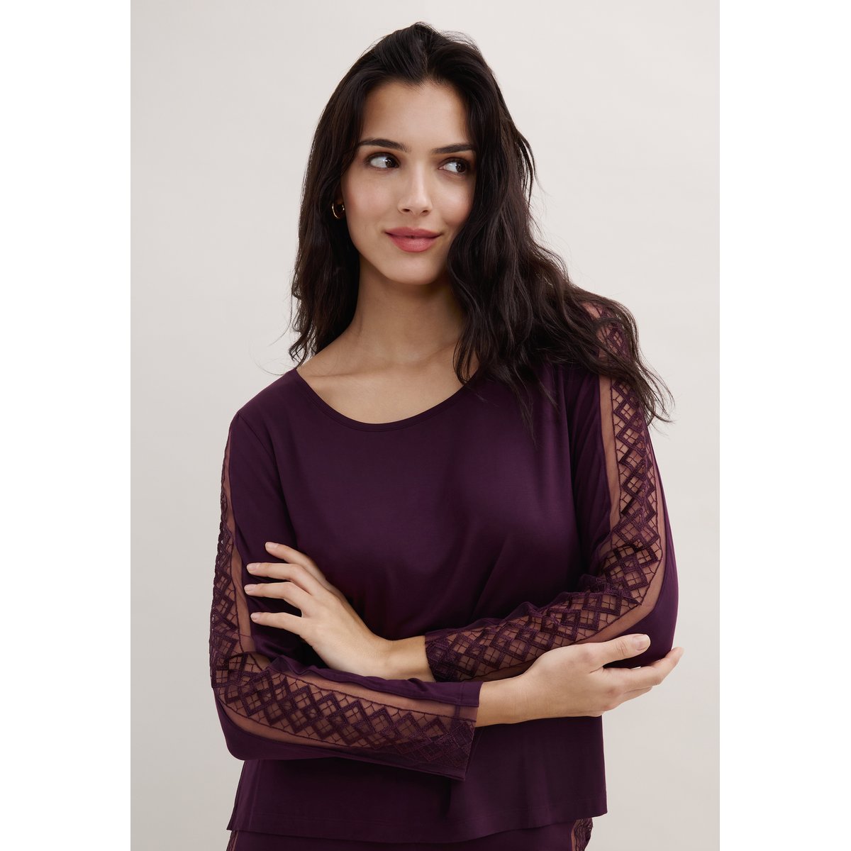 Top manches longues Sweet Obsession deep berry, AUBADE