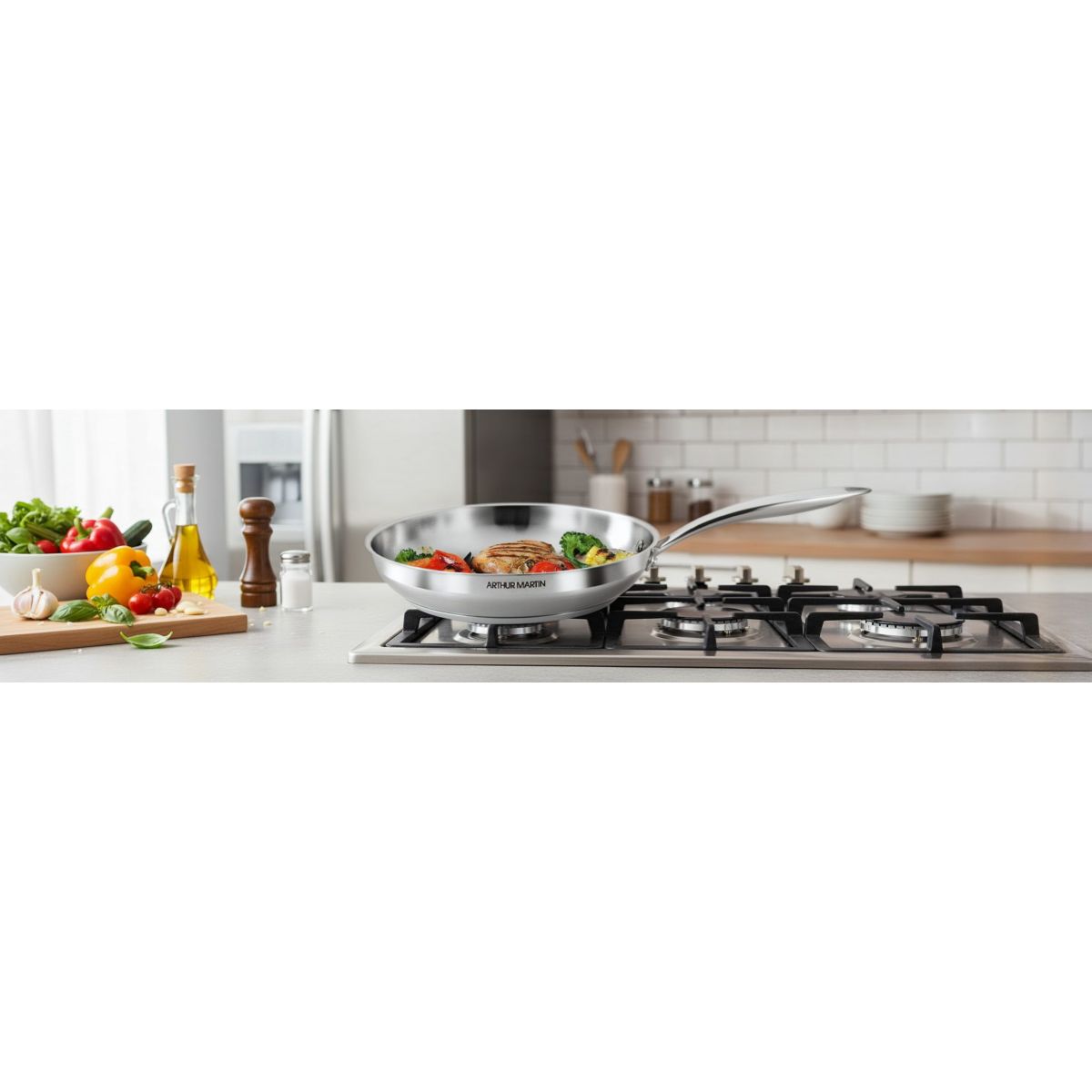 Poêle 24cm Inox couleur unique, ARTHUR MARTIN
