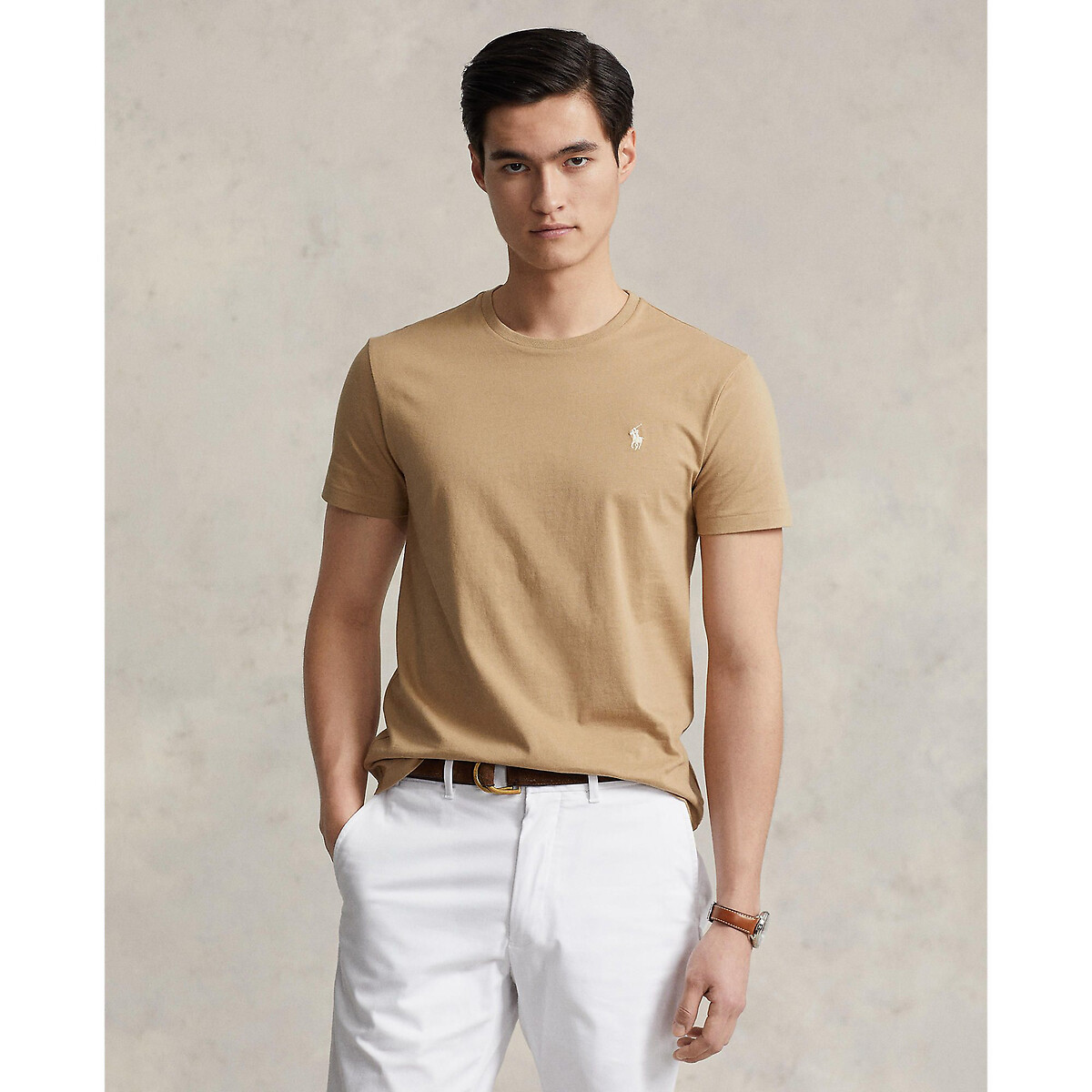 T-shirt col rond en jersey de coton beige, POLO RALPH LAUREN