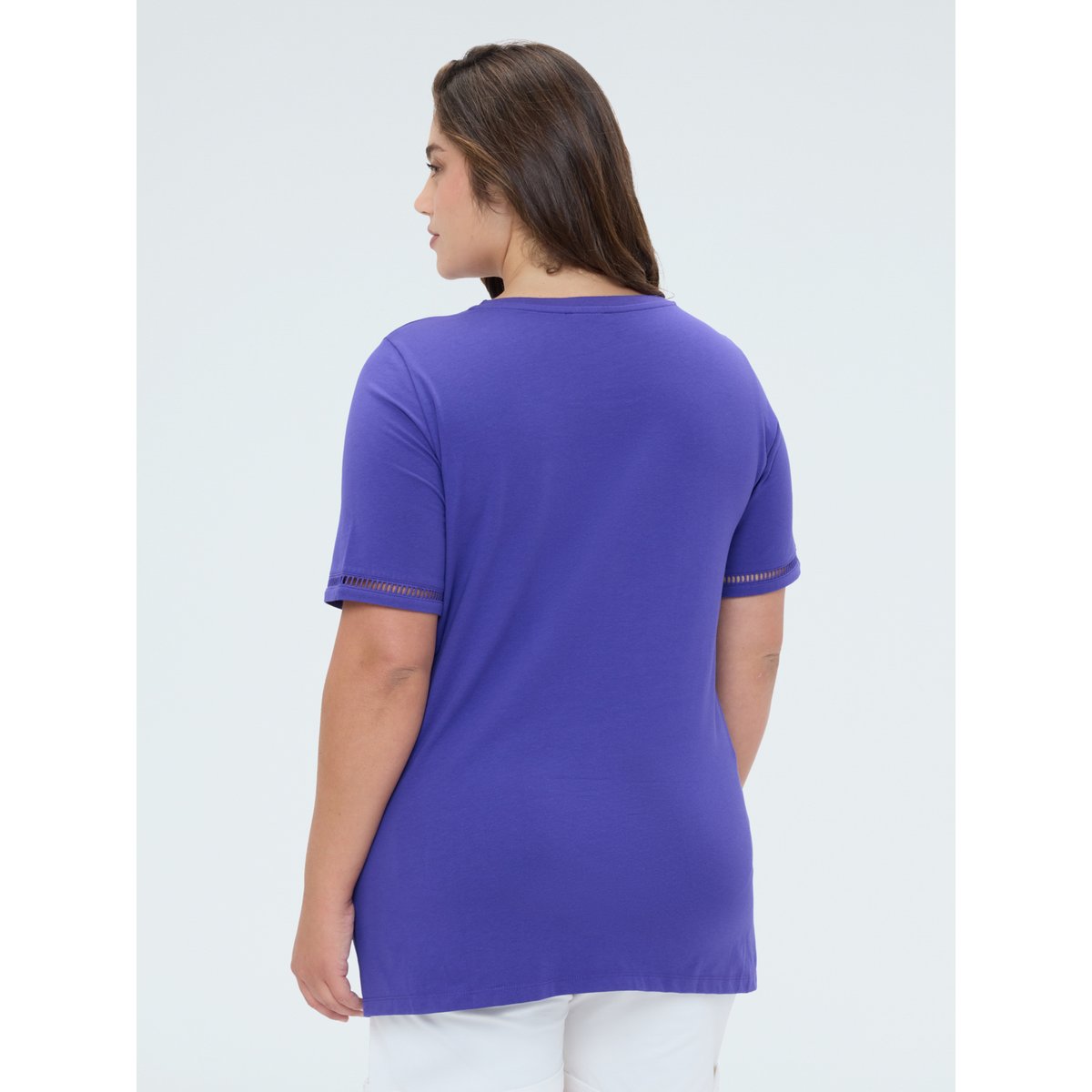 T-shirt avec inscription en paillettes bleuet, FIORELLA RUBINO