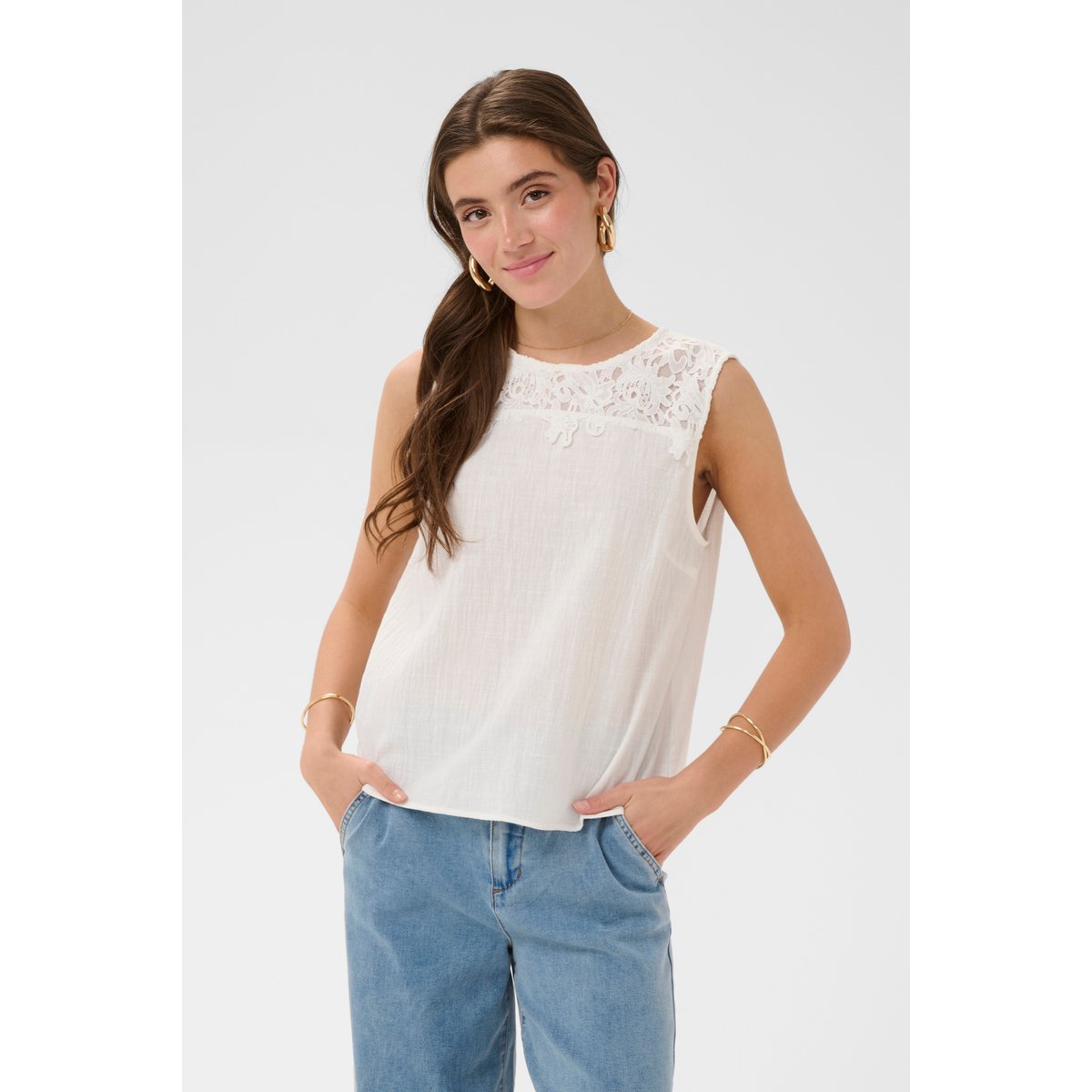 Blouse sans manches blanc snow white, CREAM