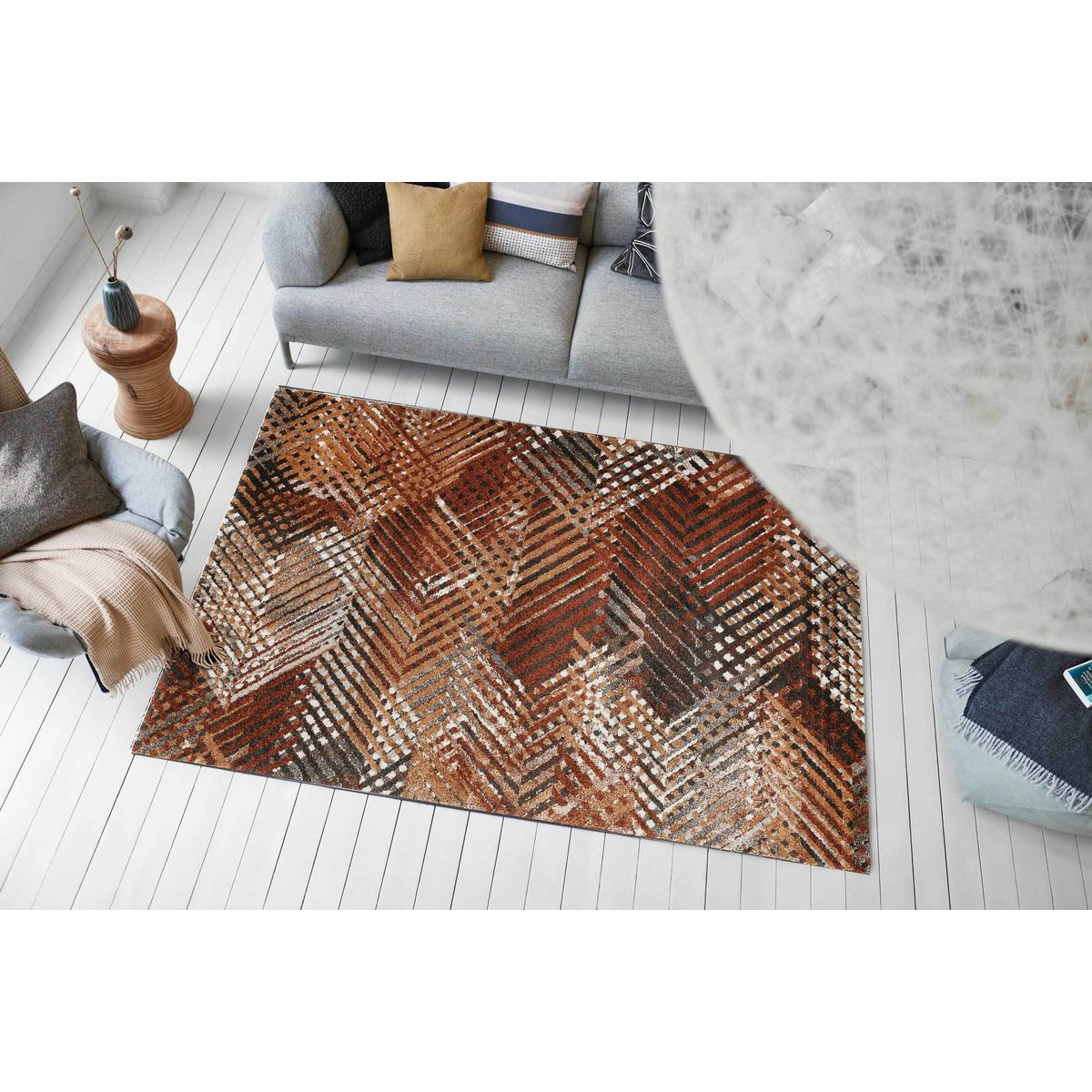 Tapis plat graphique design pour salon et chambre , Vario marron, ESPRIT