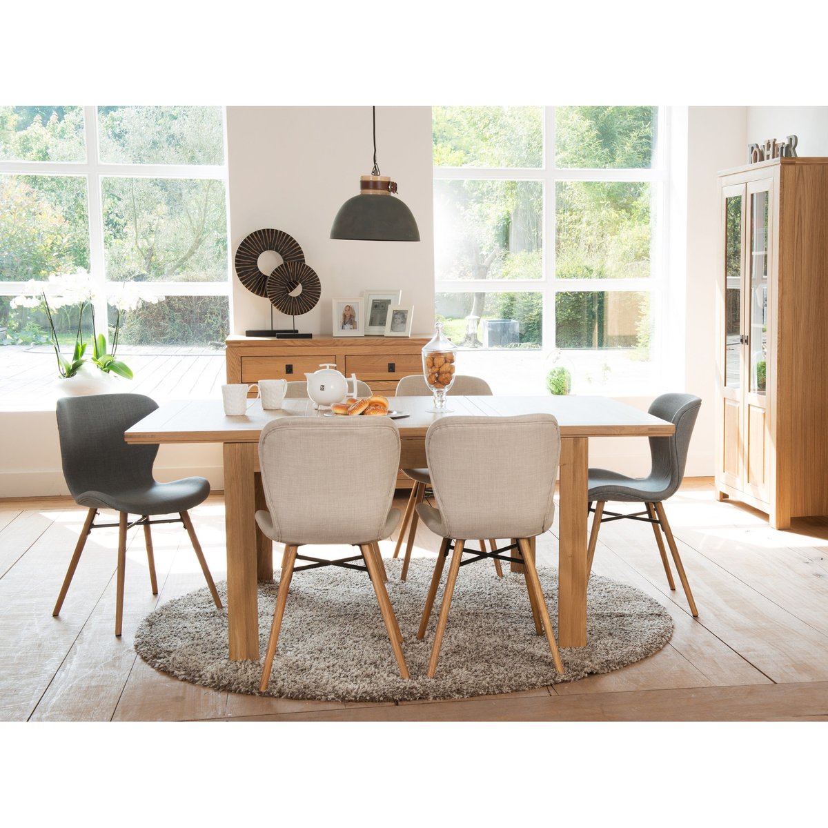 Table rectangulaire extensible en chêne clair L160/240 - BOSTON bois clair, HELLIN, DEPUIS 1862