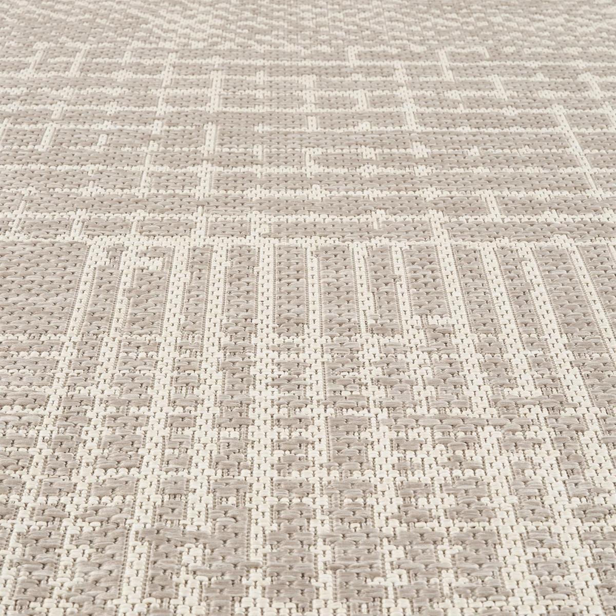 Tapis kilim, motif géométrique tissé, style artisanal LYN53 TRAME 2 beige, crème, UN AMOUR DE TAPIS