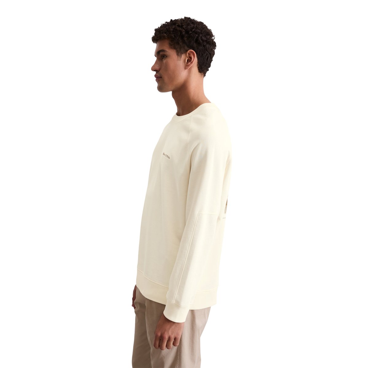 Sweat-shirt régulier en coton recyclé blanc, MARC O'POLO