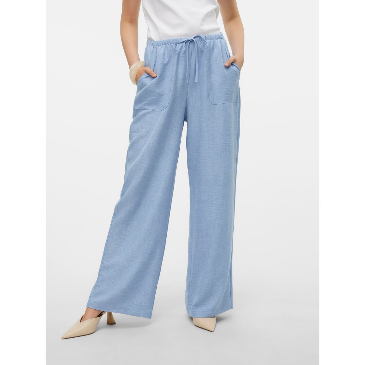 Pantalon À Jambe Large chambray blue, VERO MODA