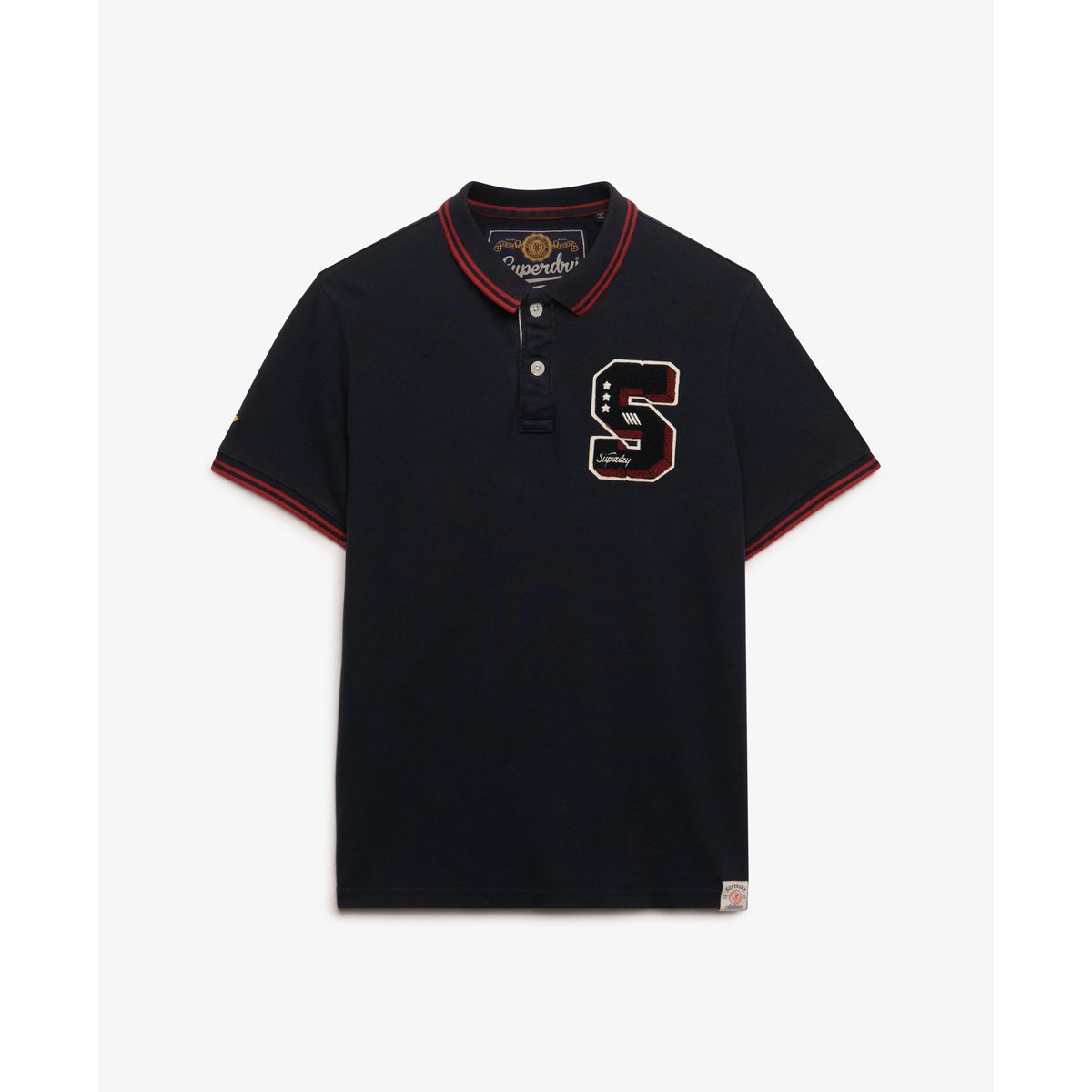 Polo Vintage Athletic Patch bleu marine éclipse, SUPERDRY