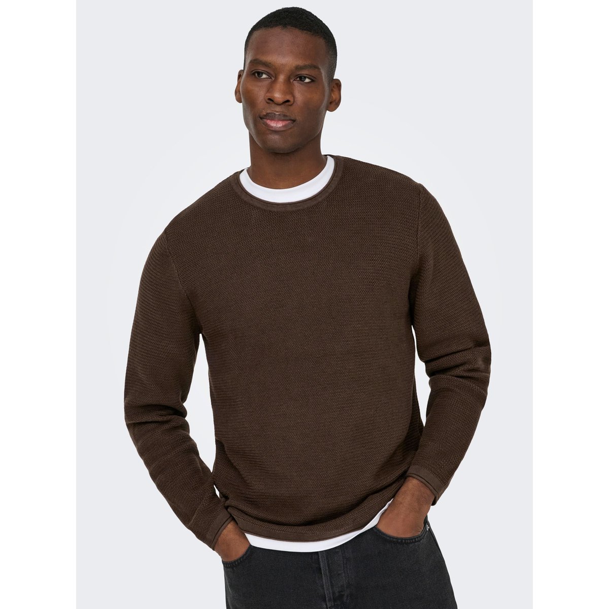 Pull En Maille marron - demitasse 1, ONLY & SONS