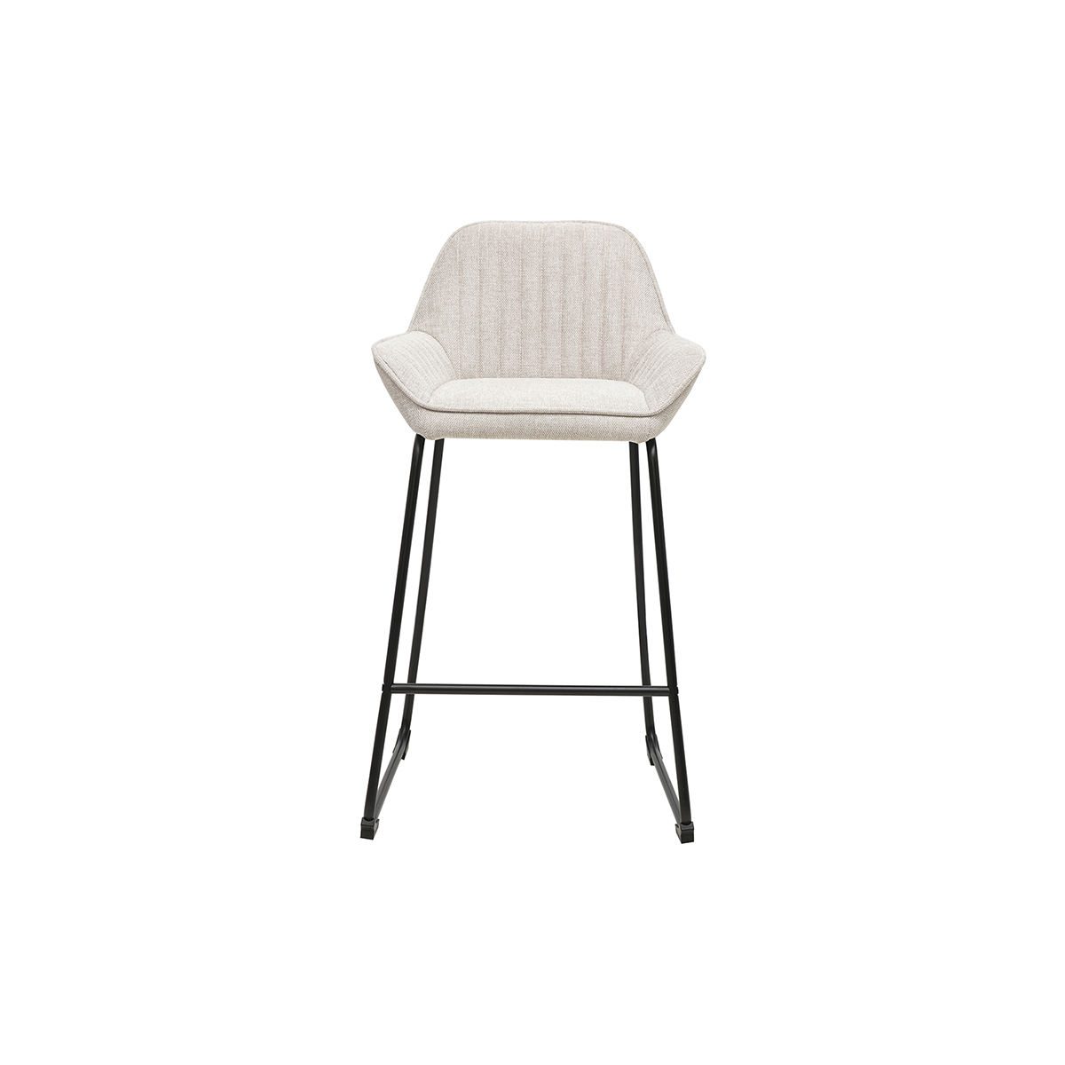 Tabourets de bar en tissu effet velours texturé terre brûlée et métal noir H68 cm (lot de 2) RONNIE beige, MILIBOO
