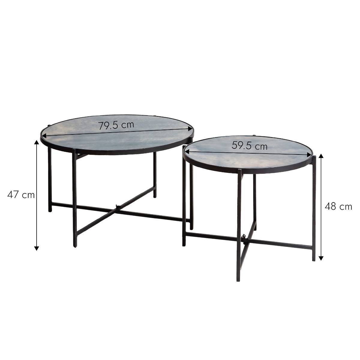 Table basse gigogne en verre FLORIAN noir, MADE IN MEUBLES 