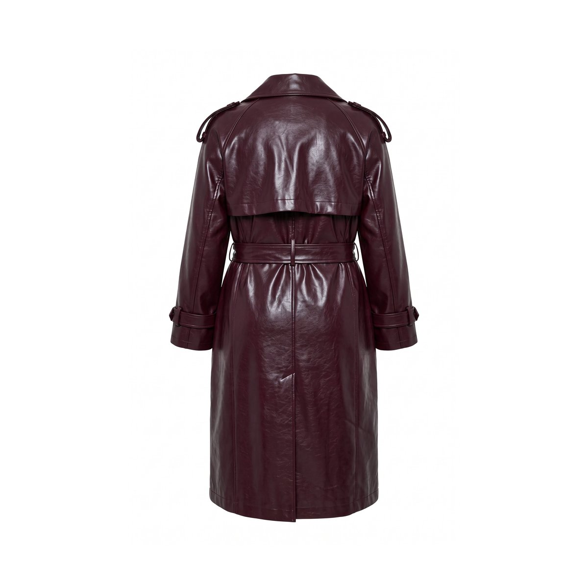 Trench, effet cuir, col cranté, croisé rouge vin, ULLA POPKEN