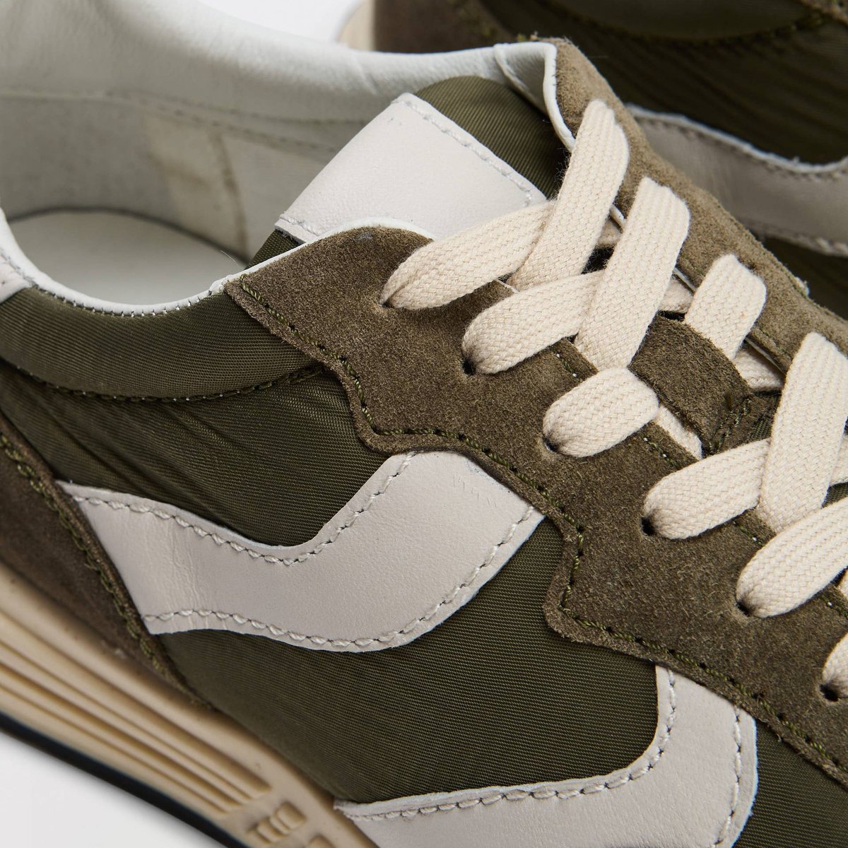 Baskets en cuir kaki, MONOPRIX