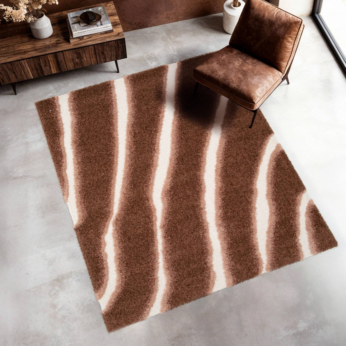 Tapis intérieur rectangulaire contemporain NYA marron, SWEEEK