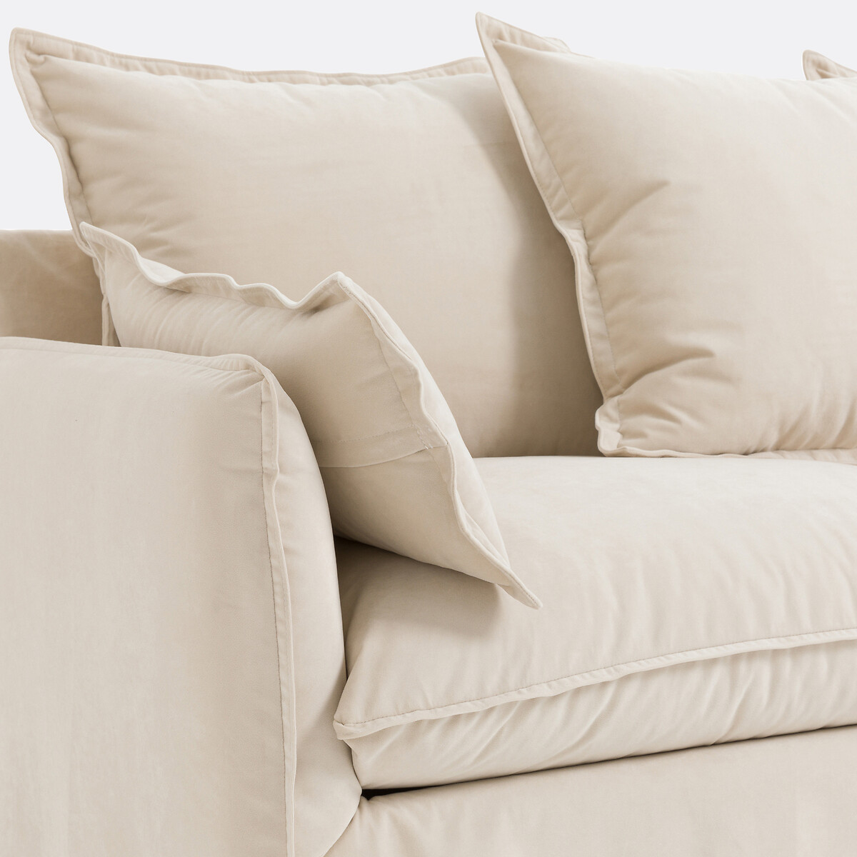 Odna Velvet 2, 3, 4 or 5-Seater Sofa with Removable Covers ecru , LA REDOUTE INTERIEURS