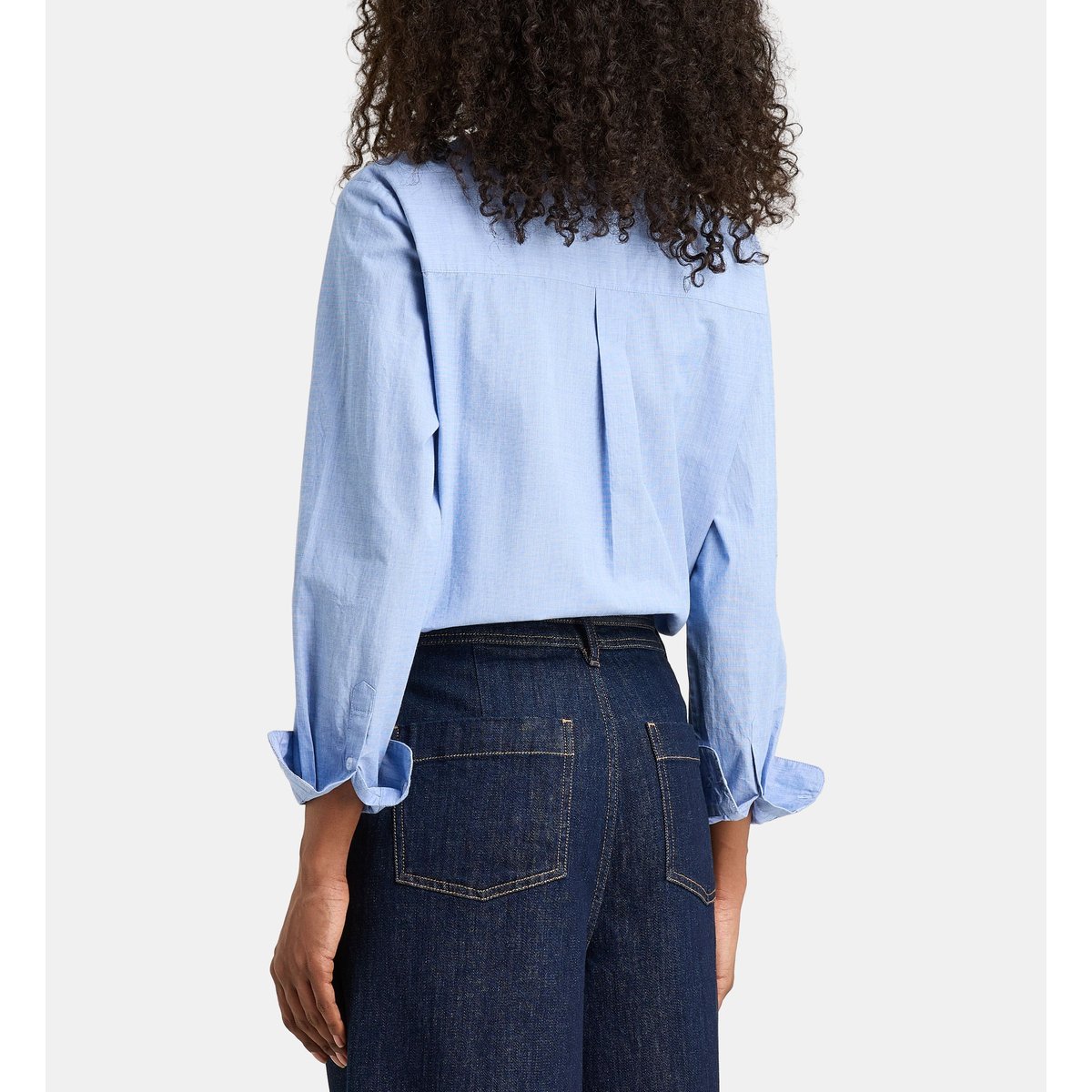 Chemise droite padras fil à fil de coton bleu clair, JODHPUR