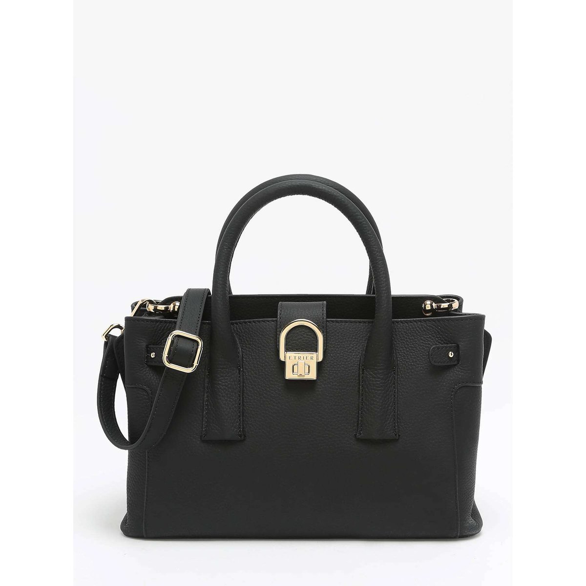 Sac porté main S Equestre cuir noir, ETRIER
