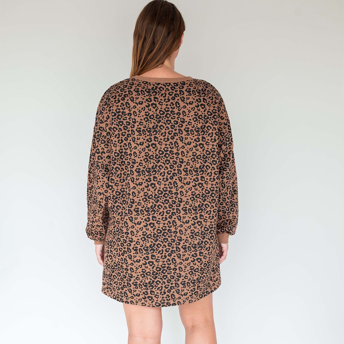 Robe sweat en coton IMPRIMÉ Léopard marron motifs léopard, WE ARE JOLIES