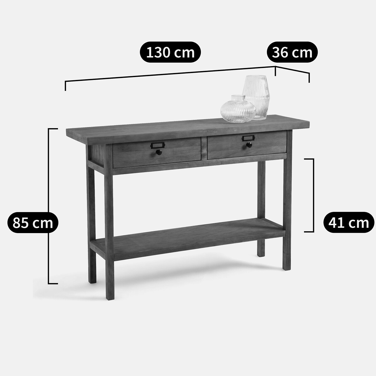 Console pin massif, Lunja ciré naturel, LA REDOUTE INTERIEURS