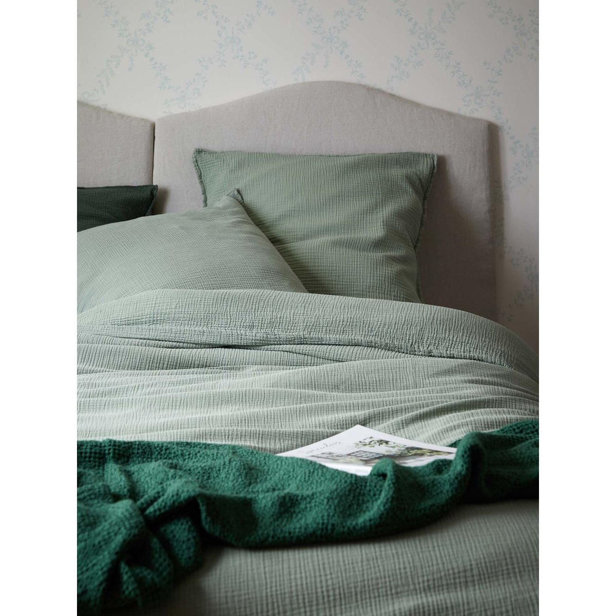 Housse de couette gaze de coton "GAUFREE" vert doux, CYRILLUS