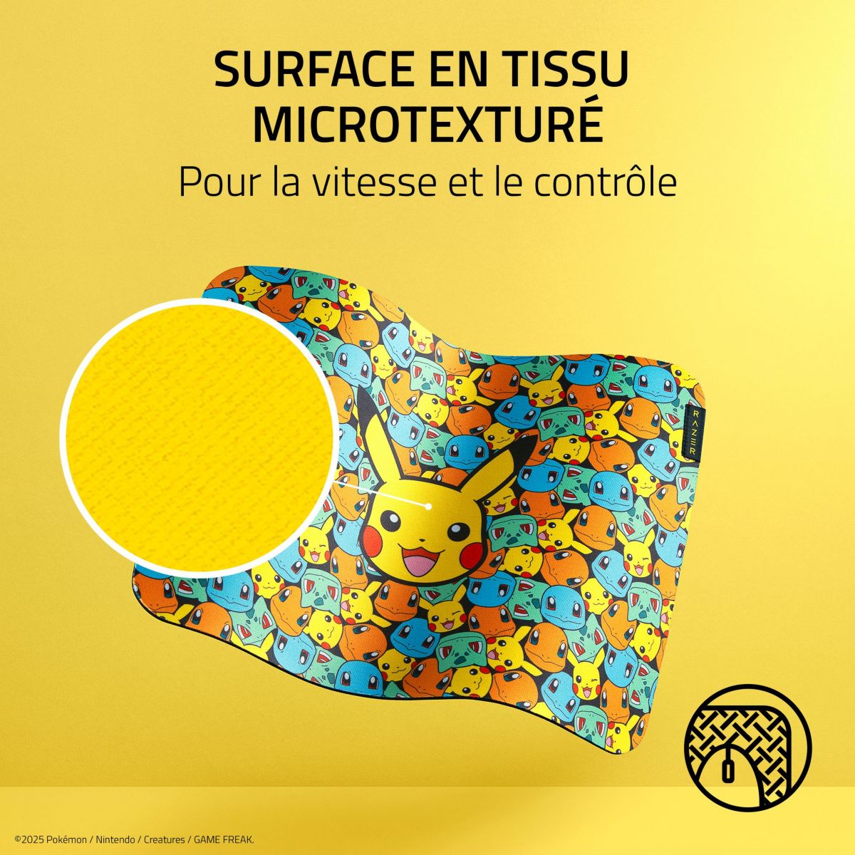 Tapis de souris GIGANTUS V2 MEDIUM POKÉMON KANTO STARTER couleur unique, RAZER