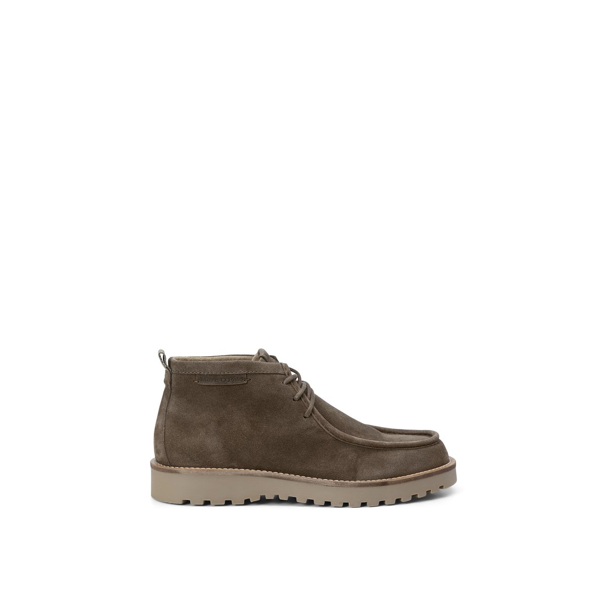 Chaussures à lacets, modèle Jack en cuir de vachette velours marron foncé, MARC O'POLO