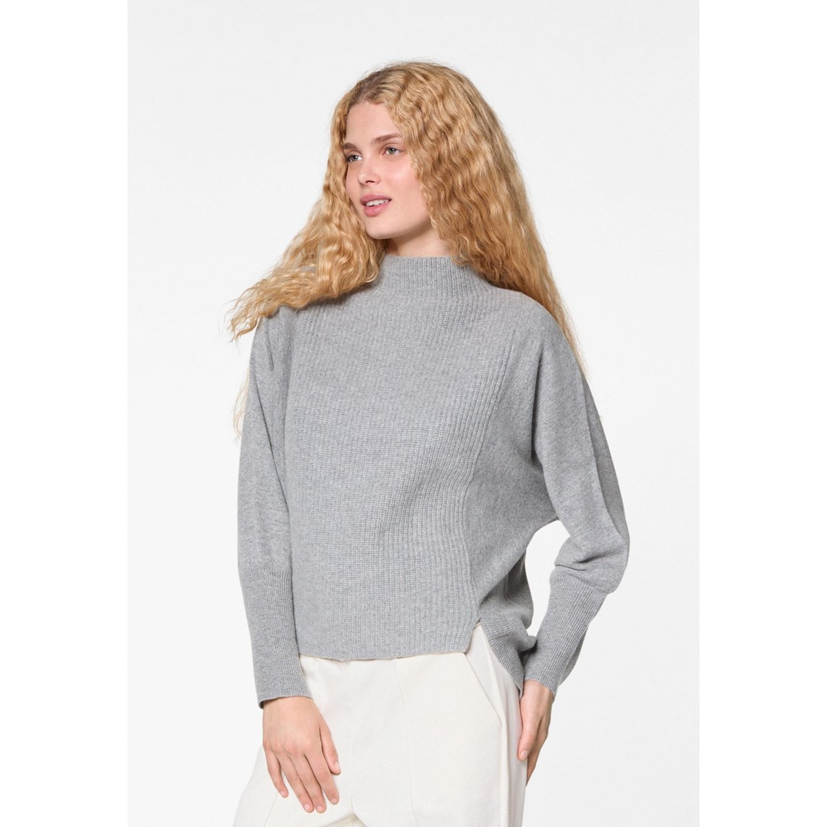 Pull col montant en laine et cachemire gris, RODIER