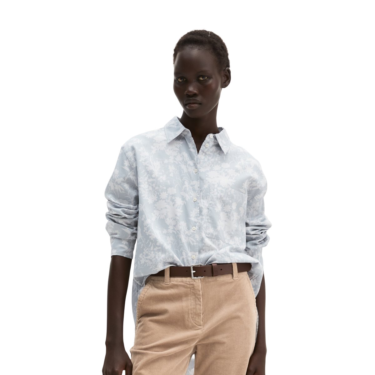 Chemisier ample imprimé en coton doux bleu, MARC O'POLO