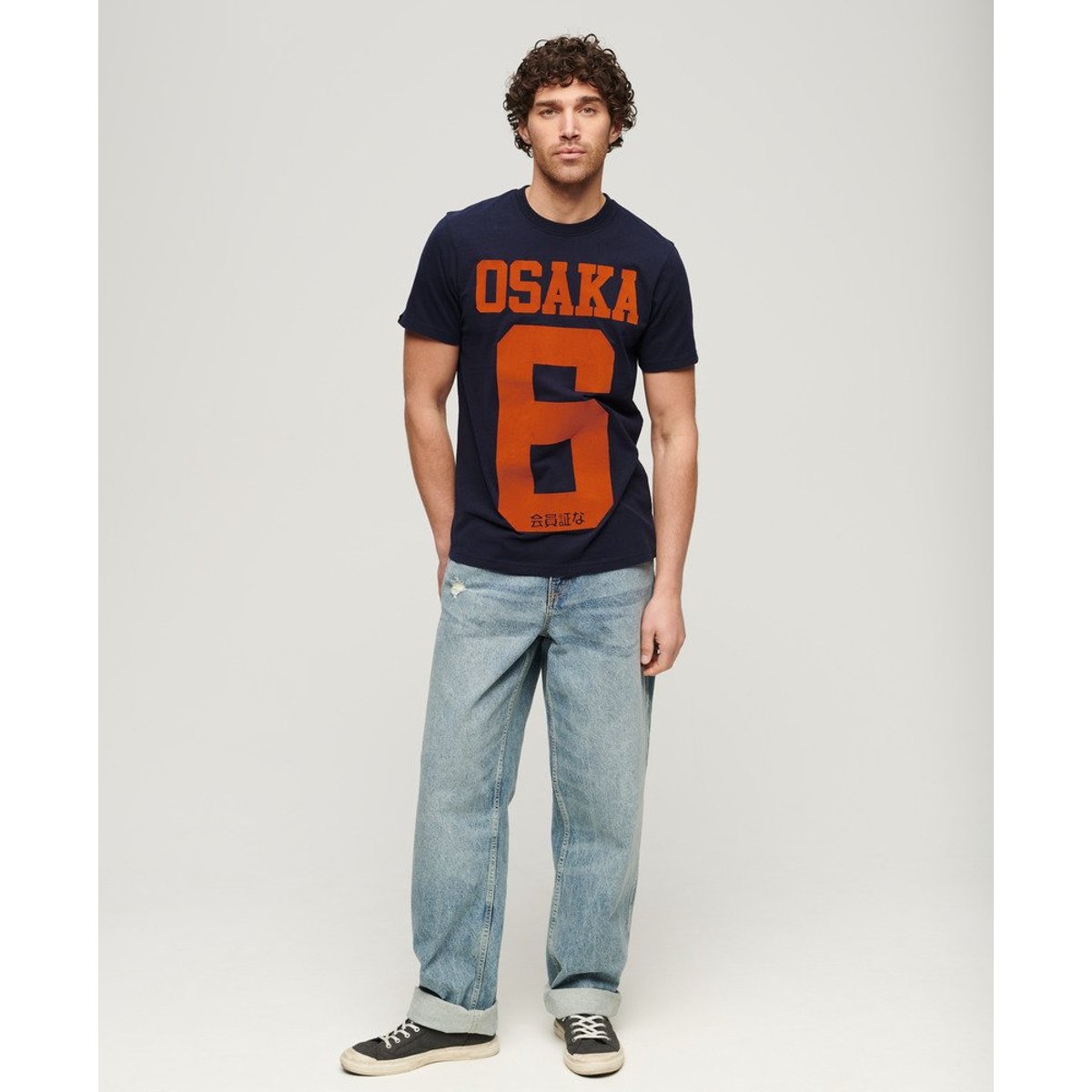 T-shirt à motif Osaka 6 bleu marine chiné, SUPERDRY