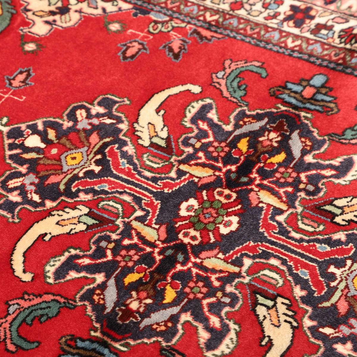 Tapis d'orient, motif oriental authentique, noué main, HAMADAN 42 rouge, beige, bleu, UN AMOUR DE TAPIS
