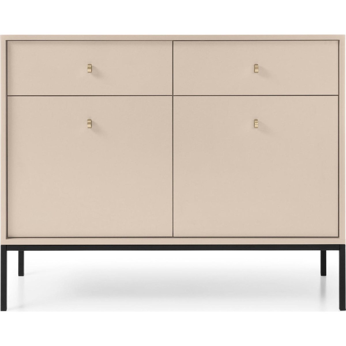 Commode vintage à tiroirs collection MONNE beige et noir, RECOLLECTION