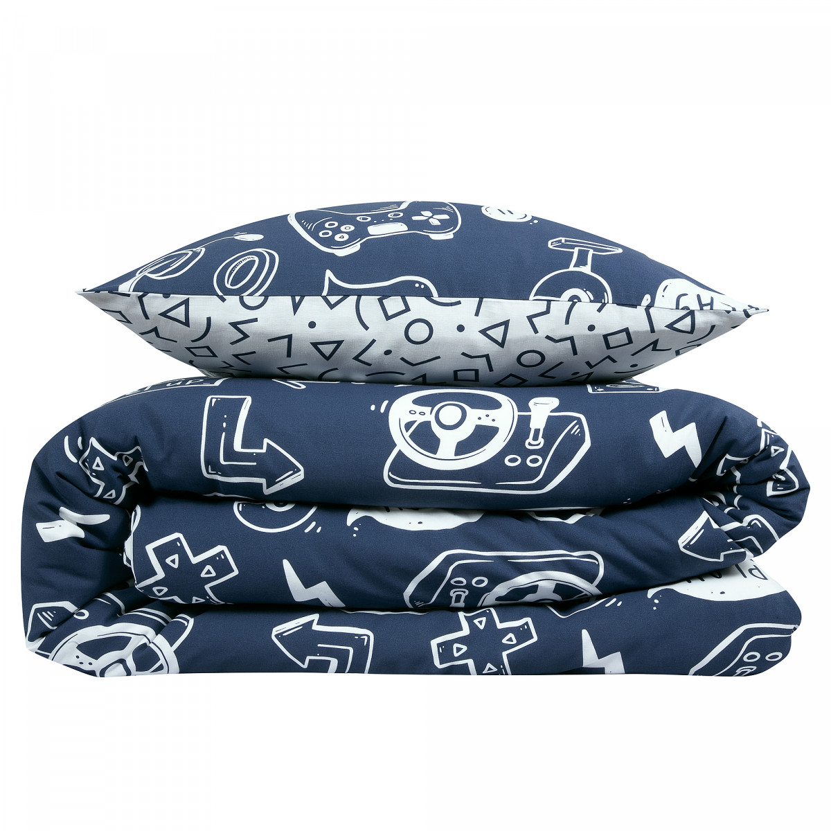 Parure de lit jeux vidéos en coton GEEK bleu, FUTURE HOME