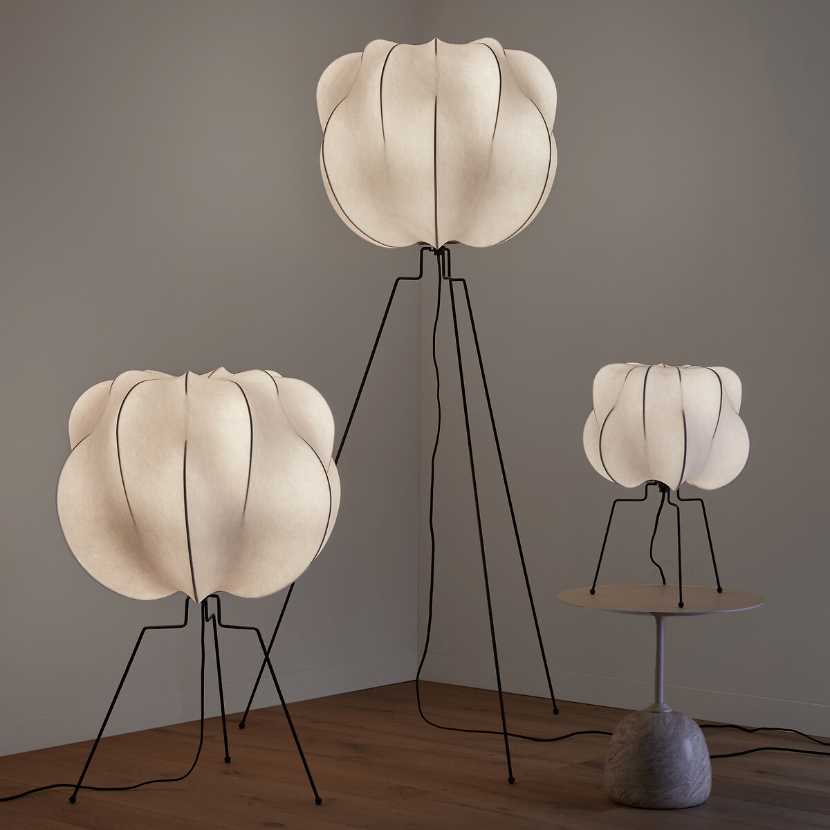 Lampadaire en métal fer et résine, Oï blanc, AM.PM